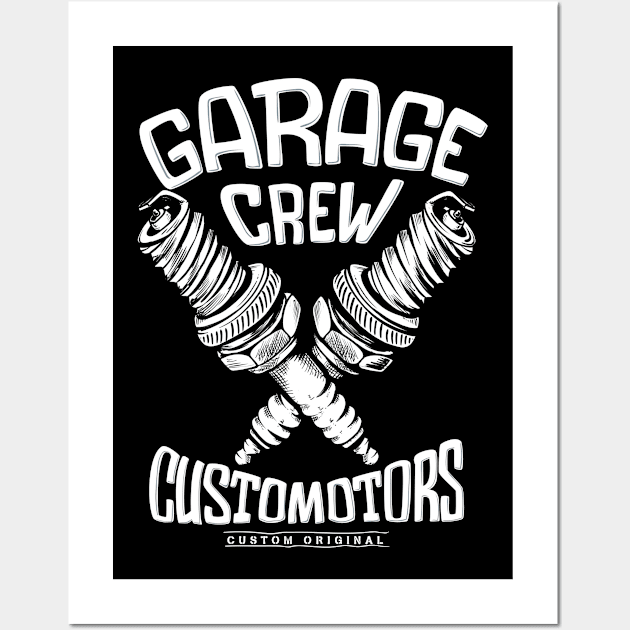 Garage crew custom motors - Mechanic Wall Art by Teefold